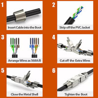 JAOGAUS RJ45 Coupler Shielded, Cat7 Connection Module - LSA connector Adapter Shielded 10Gbps- Cat7/Cat6a/Cat6 Ethernet Cables Coupling Repairing Shielded Network Extender (6pcs)