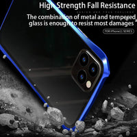 Case for iPhone 11 Pro Magnetic Adsorption Technology Cover Batman style design 9H Front and Back Tempered Glass 360Â° Full Body Shockproof Ultra Thin Metal Bumper - Silver