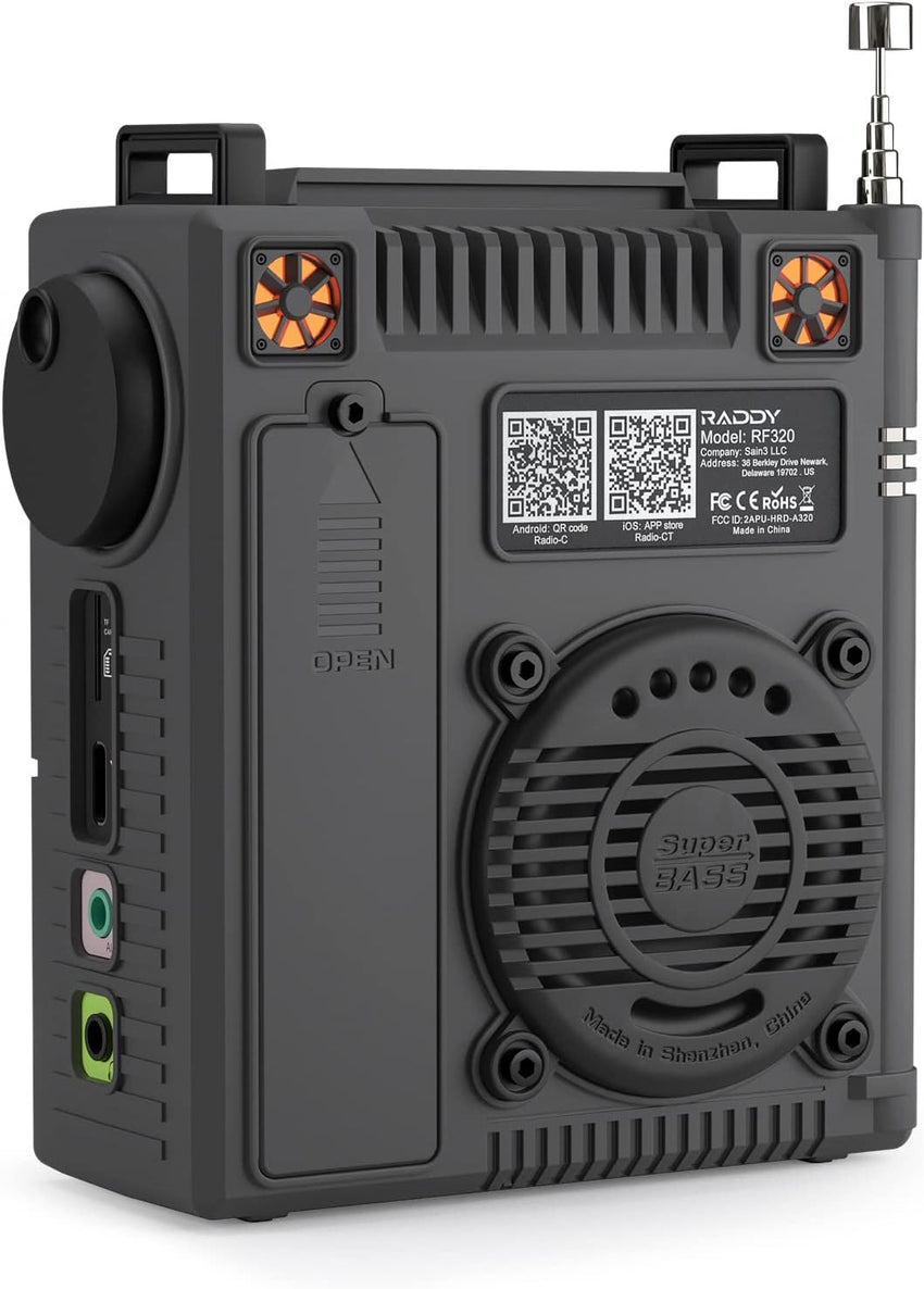 Raddy RF320 APP Control Shortwave Radio, AIR/FM/VHF/SWReceiver with Bluetooth, Portable Radio Rechargeable with 9.85 Ft Wire Antenna