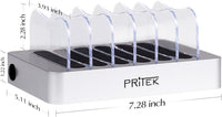 Charging Station 6-Port USB Dock with Cable & Status LEDs Silver