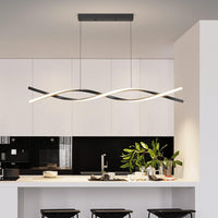Mikeru 120CM Wave Pendant Light, Black Creative LED Dining Lights 3000/4500/6000K Dimmable 10% to 100% Pool Table Lighting Adjustable Kitchen Island Lamp for Living Room, Bedroom