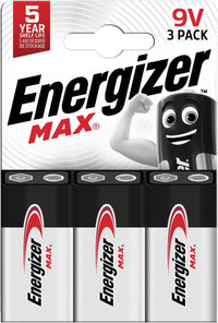 Energizer MAX Alkaline 9V Batteries, Pack of 3