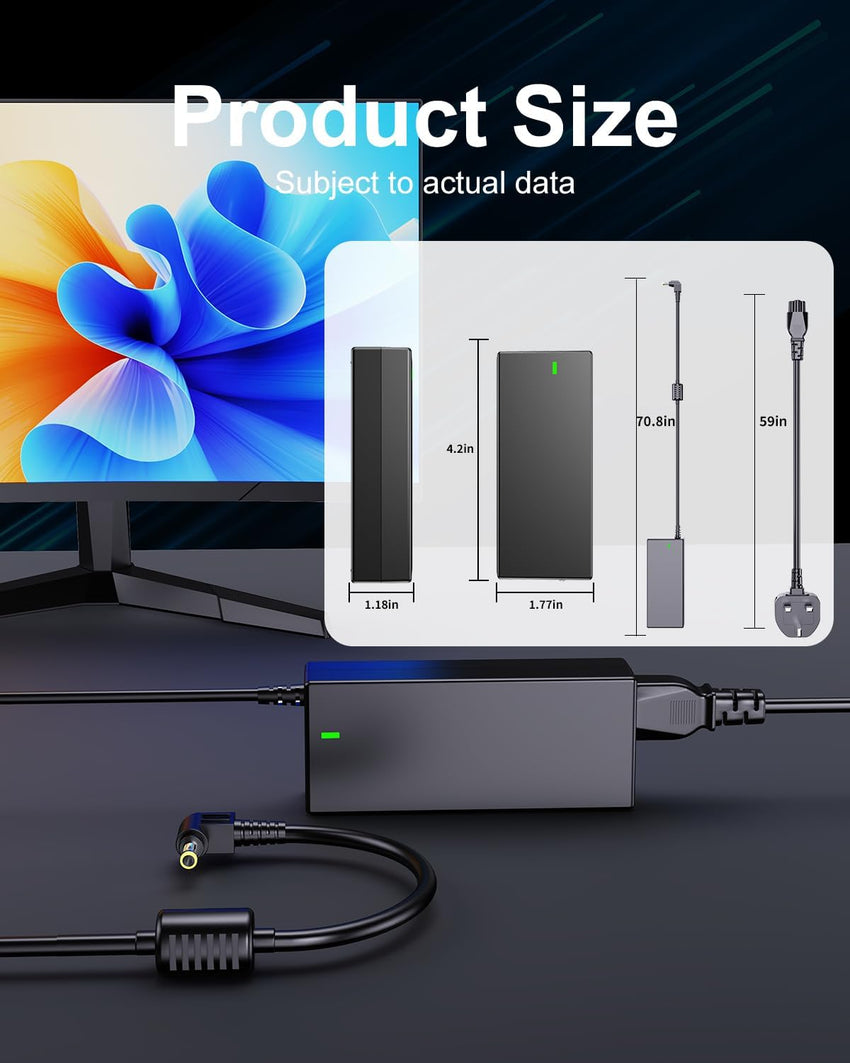 Yisbat 19V Monitor power cable Compatible with HP Pavilion Monitor 20" 21.5" 22" 23" 23.8" 25" 27" IPS LED HD Display HP27f 27xi 27fw 27es 27ea 27fh 27w 32f 24ea 24fh 24f 24m 24y