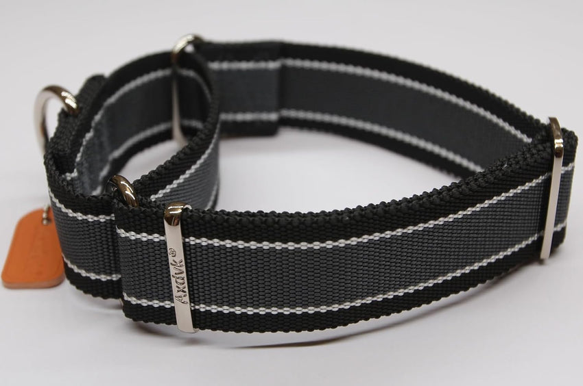Martingale Dog Collar 4cm 1600D Anti-Escape No-Pull Heavy Duty - Grey-Blue & Black L