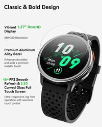 Smartwatch 1.27in Round Touch Answer/Make Calls Heart Rate Monitor for Men & Women Black