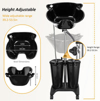 Johgee Portable Salon Basin Shampoo Bowl Sink with Electric Pump, Height Adjustable Portable Hair Washing Basin with 2 Bucket & Drain Hoses, Portable Shampoo Sink for Home Barber Shop Use