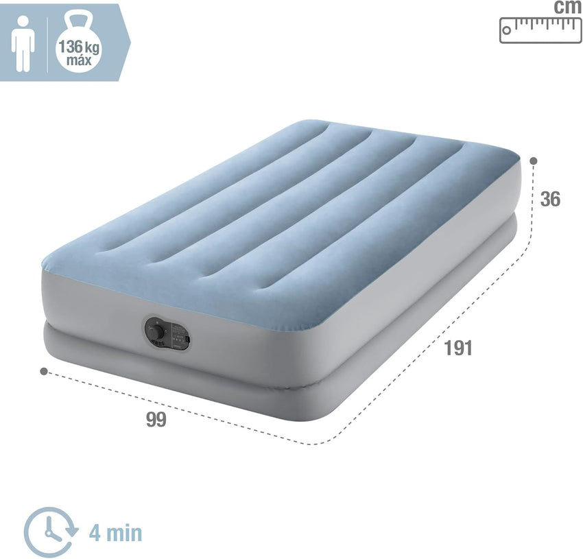 Intex Twin Dura-Beam Comfort 64157 Air Bed with Fastfill USB Pump, Inflated Size: 99 cm x 191 cm x 36 cm, Black/Black