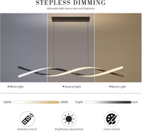 Mikeru 120CM Wave Pendant Light, Black Creative LED Dining Lights 3000/4500/6000K Dimmable 10% to 100% Pool Table Lighting Adjustable Kitchen Island Lamp for Living Room, Bedroom