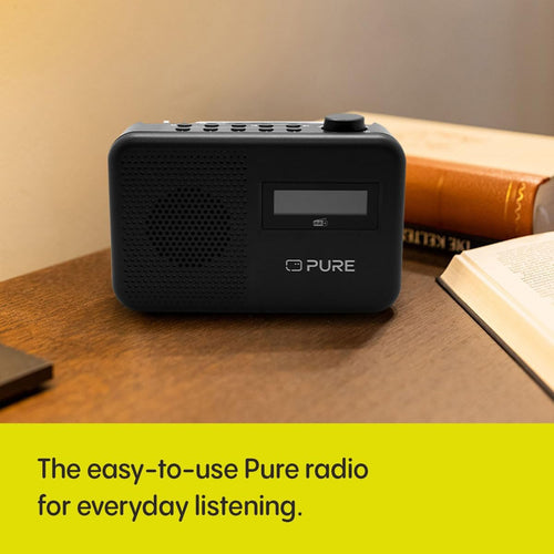 Pure Elan One2 portable DAB+/FM radio with Bluetooth 5.1 (LCD display, 10 preset buttons, can run with 4xAA batteries) Charcoal Black