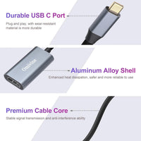 USB C to HDMI Adapter, 4K USB Type-C to HDMI Adapter, Compatible with iPhone 16/15, MacBook Pro/Air, iPad, Surface Book, Pixelbook, Dell, Samsung Galaxy, Steam, Microsoft