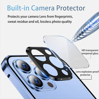 TOPF&B Privacy Case for iPhone 15 Plus,Magnetic Cover Built-in Privacy Screen Protector and Camera Protector,360 Degree Full Cover Metal Bumper Case for iPhone 15 Plus,Blue