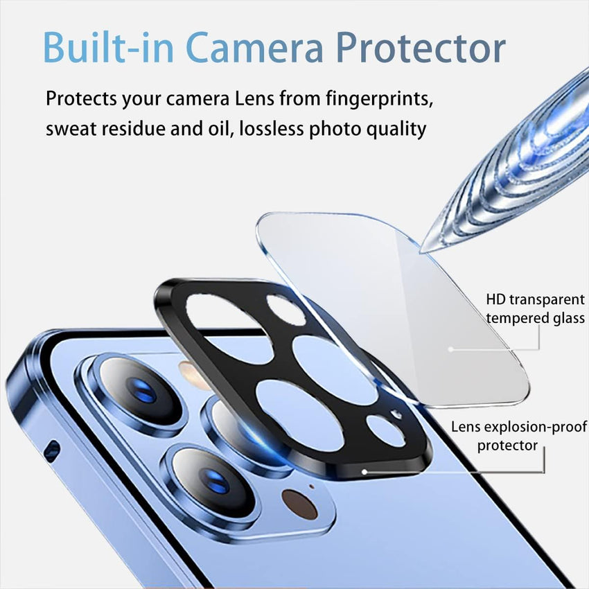TOPF&B Privacy Case for iPhone 15 Plus,Magnetic Cover Built-in Privacy Screen Protector and Camera Protector,360 Degree Full Cover Metal Bumper Case for iPhone 15 Plus,Blue