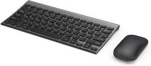 Small Wireless Keyboard and Mouse, seenda Ultra Compact Rechargeable USB Keyboard and Mouse Combo with Portable Size Low Profile Keys for Windows XP/7/8/10/11 Laptop Computer, Gray