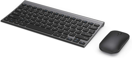 Small Wireless Keyboard and Mouse, seenda Ultra Compact Rechargeable USB Keyboard and Mouse Combo with Portable Size Low Profile Keys for Windows XP/7/8/10/11 Laptop Computer, Gray