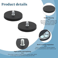 Rubber-Coated Neodymium Mounting Magnets M8 Threaded Studs Anti-Scratch Base Mount 4pcs â M8 4pc