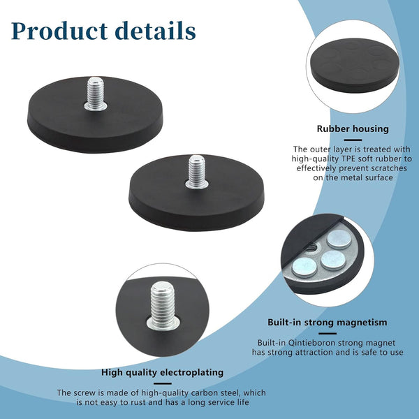 Rubber-Coated Neodymium Mounting Magnets M8 Threaded Studs Anti-Scratch Base Mount 4pcs â M8 4pc