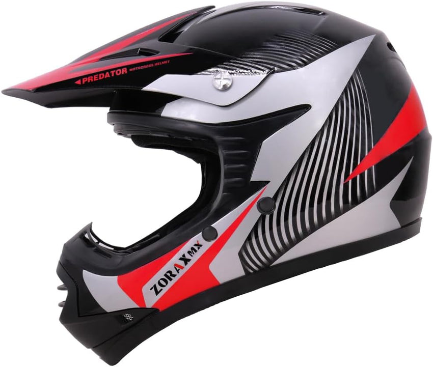 Kids Motocross Helmet Combo ECE 2206 Size M (51x52cm) Includes Gloves Goggles Red M