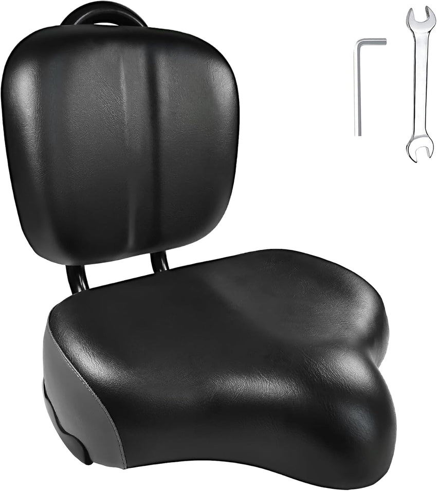 Aresvns Oversized Bicycle Saddle, Comfortable Leather City Bike Saddles Filled with Latex, Replacement Soft Rear Seat Cushion for Bikes, Universally Suitable for Both Men and Women