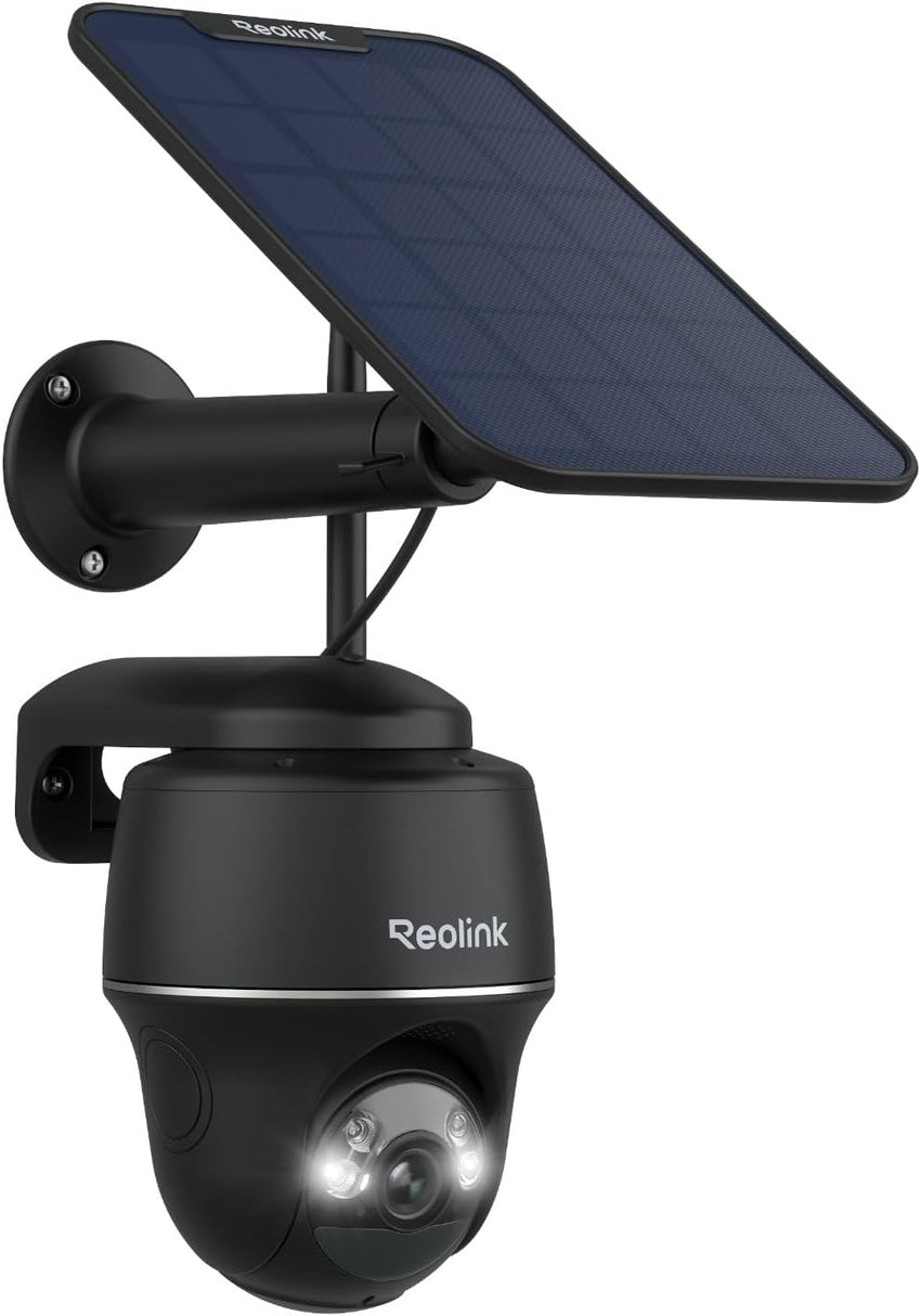 Reolink Security Camera Outdoor Wireless, Argus PT 5MP+Solar Panel with 360^0 Pan-Tilt View, 2K Night Vision, 2.4/5Ghz WiFi, Solar Security Camera with Person/Vehicle Detection, Two-Way Audio, Black