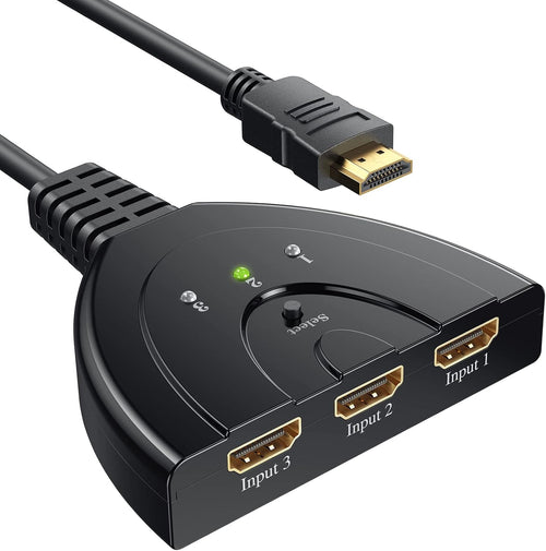 HDMI Switch, GANA Gold Plated 3-Port HD MI Switcher/HDMI Splitter/Supports Full HD1080p/3D with High Speed Cable