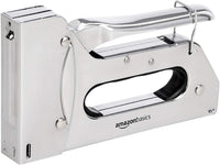 Amazon Basics Heavy Duty Stapler Gun with 500 Staples, for Upholstery, Home Repairs, Carpentry and other Professional Projects, Silver