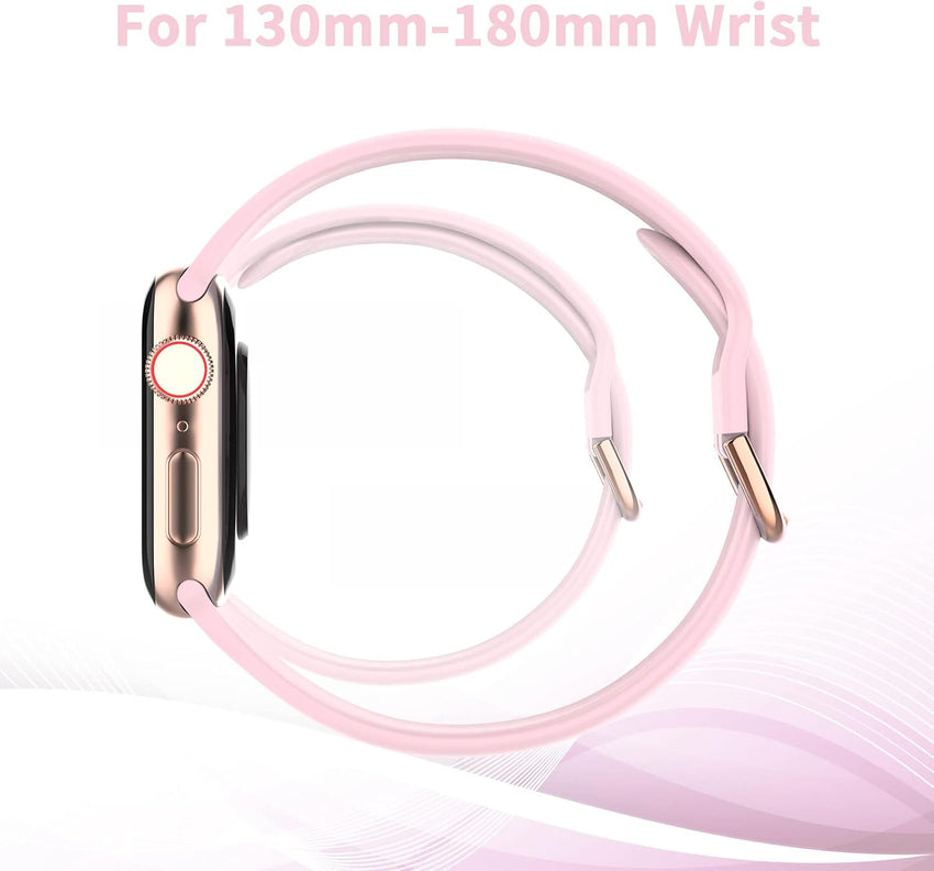Yoohoo Straps 4 Pack, Compatible with Apple Watch Straps 38mm/40mm/41mm, Soft & Smooth Silicone, Buckle Strap Compatible with iWatch Series 7, SE, 6, 5, 4, 3, 2, 1, Grey/Pink/Lavender/Wine Red