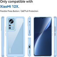 Asuwish Phone Case for Xiaomi 12/12S/12X 5G with Tempered Glass Screen Protector Cover and Cell Accessories Slim Soft TPU Silicone Rubber Protective Mobile Mi X12 Women Men Transparent Clear Blue