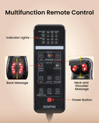 RENPHO Back Massager with Heat, Shiatsu Massage Chair, Full Back Massager Deep Tissue Kneading, Massager Seat Vibration, Height Adjustable Use at Home & Office
