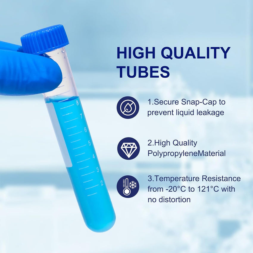 Centrifuge Tubes Plastic Round Bottom with Caps 10/50ml 100pcs