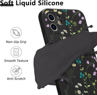 RALEAVO Floral Case for iPhone 12 Silicone Cute Cover for Women,Black