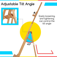 MEEDEN Painting Wooden Artist Easel: Solid Beechwood Display Easel Hold Canvas up to 109cm - Adjustable Art Easel Stand for Adults Beginner Studio Gallery Exhibition - Natural