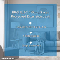 pro elec 2 m 4 Socket Surge Protected Extension Lead with Neon On Light - Black