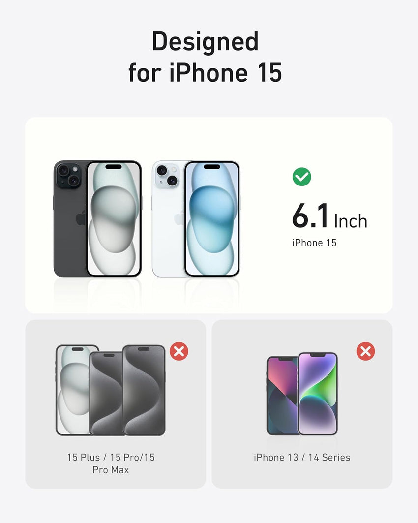 Anker MagGo Magnetic Case with 360^0 Soft Silicone Ring Stand for iPhone 15, Slim and Durable MagSafe-Compatible Protective Cover, 2-in-1 Shockproof Case Exclusively for iPhone 15 Black