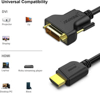 Benfei HDMI to DVI Cable 1.8m Bi Directional DVI-D 24+1 Male to HDMI Male High Speed Adapter Cable Support 1080P Full HD Compatible for Raspberry Pi, Roku, Xbox One, PS4 PS3