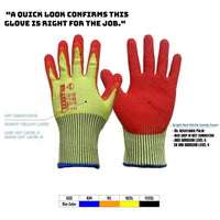 Cut-Resistant Work Gloves Nitrile Palm Enhanced Grip Red/Hi Vis Yellow L 2pc