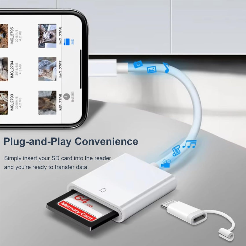 SD Card Reader for iPhone iPad,SD card to usb c Adapter for MicroSD,2 in 1