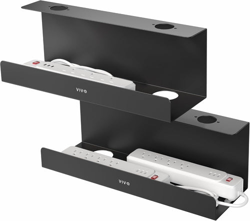 VIVO Under Desk 43cm Extra Deep Cable Management Trays, Power Strip Holders, Cord Organizers, Wire Tamers for Office and Home, Black, 2 Pack, DESK-AC16-2C