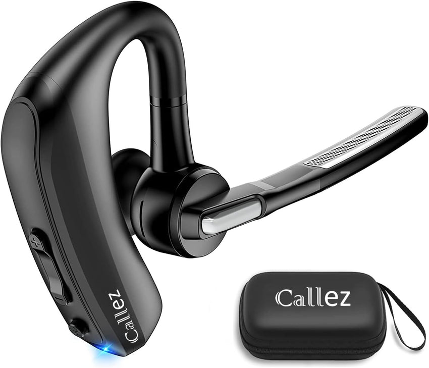 Callez Bluetooth Headset for iPhone Android Mobile Phone, Single Ear Bluetooth Earpiece V5.0 Handsfree with CVC8.0 Dual Mic ENC Noise Cancelling for Trucker Business Office Work