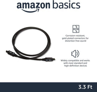 Amazon Basics Toslink Digital Optical Audio Cable, Multi-Channel, Sound Bar, Home Theatre, Gold-Plated Connectors, 1 m, Black