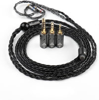 Linsoul QKZ Q1 MAX 16-Stand 352 Cores Silver-Plated HiFi Earphones Upgrade Cable with Interchangeable 2.5mm/3.5mm/4.4mm Plug Replacement Cable for Audiophile (Black, MMCX)