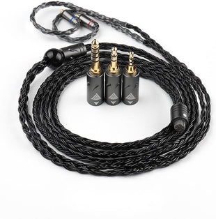 Linsoul QKZ Q1 MAX 16-Stand 352 Cores Silver-Plated HiFi Earphones Upgrade Cable with Interchangeable 2.5mm/3.5mm/4.4mm Plug Replacement Cable for Audiophile (Black, MMCX)