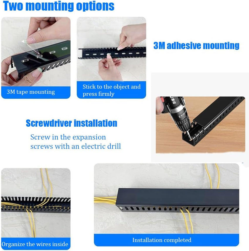 Cable Trunking Raceway Kit, 62.8 (4x15.7) Inch Open Slot Cable Raceway Duct PVC Open Slot Wire Raceway with Cover for Computers,TVs,15.7â/ 40cm X 4 Packs
