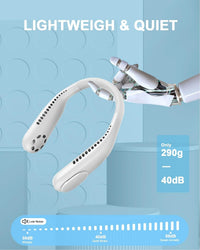 Portable Bladeless Neck Fan 6000mAh USB Rechargeable 3-Speed 360Â° Twist White