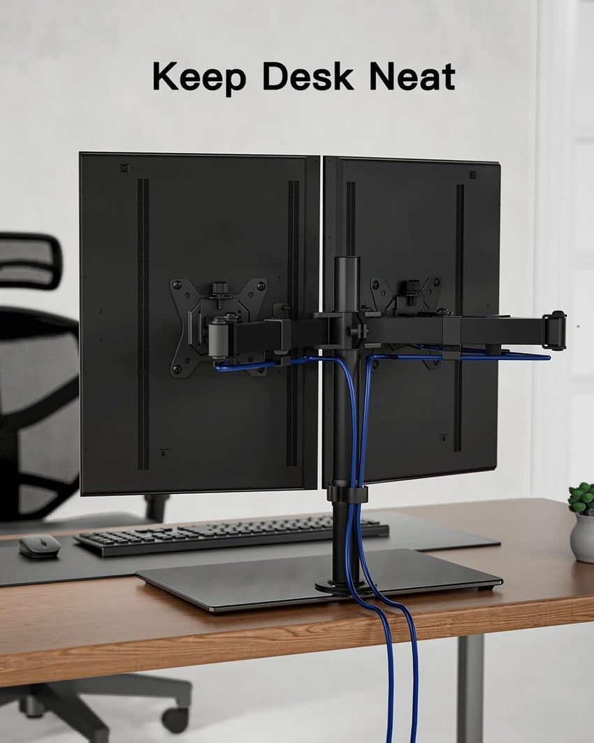 ErGear Dual Monitor Stand for 13Ã¢ÂÂ- 32Ã¢ÂÂ Screen, Freestanding Dual Monitor Arm Desk Mount with Sturdy Base, Adjustable Double Monitor Stand Hold 8KG/Arm