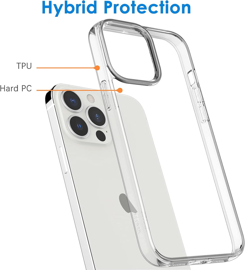 JETech Case for iPhone 13 Pro 6.1-Inch, Non-Yellowing Shockproof Phone Bumper Cover, Anti-Scratch Clear Back (Clear)