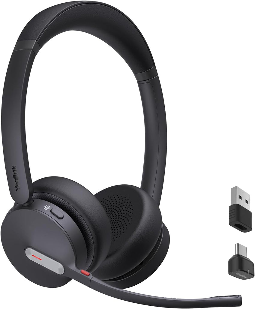 Yealink BH70 Wireless Headset with Microphone Noise Cancelling, Stereo Bluetooth Headset for Office 35h Talking Time Work Teams Headsets for Computer PC