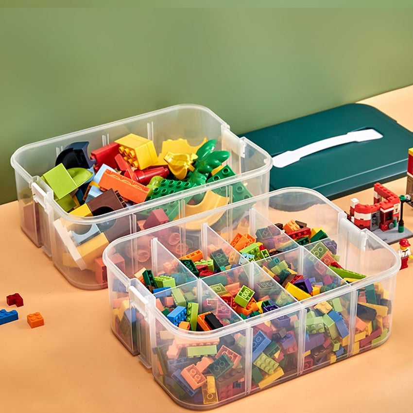 Stackable Toy Storage Case Plastic with Lids & Buckles 1-Tier Yellow