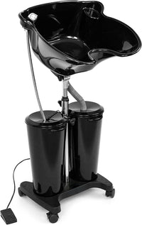 Johgee Portable Salon Basin Shampoo Bowl Sink with Electric Pump, Height Adjustable Portable Hair Washing Basin with 2 Bucket & Drain Hoses, Portable Shampoo Sink for Home Barber Shop Use