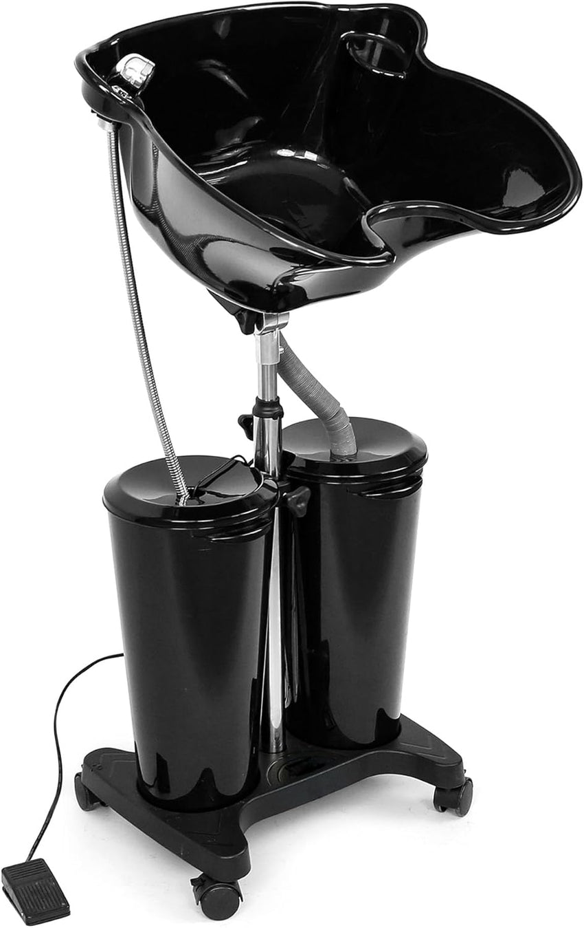 Johgee Portable Salon Basin Shampoo Bowl Sink with Electric Pump, Height Adjustable Portable Hair Washing Basin with 2 Bucket & Drain Hoses, Portable Shampoo Sink for Home Barber Shop Use