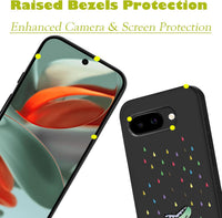 Unov Case Compatible with Pixel 9a (2025) 5G Case with Rino Dragon Rainbow Dinosaur Cute Design Soft TPU Shock Absorption Slim Embossed Pattern Protective Back Cover